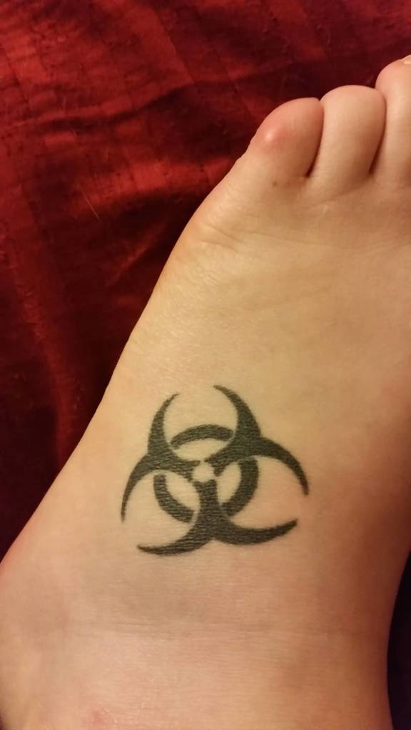 Biohazard Tattoo on Foot