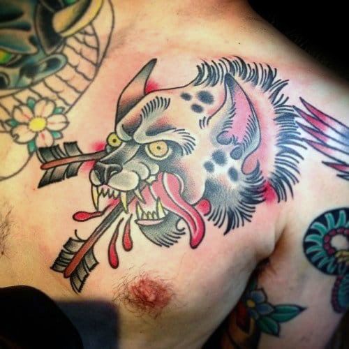 Hyena Tattoo with arrows