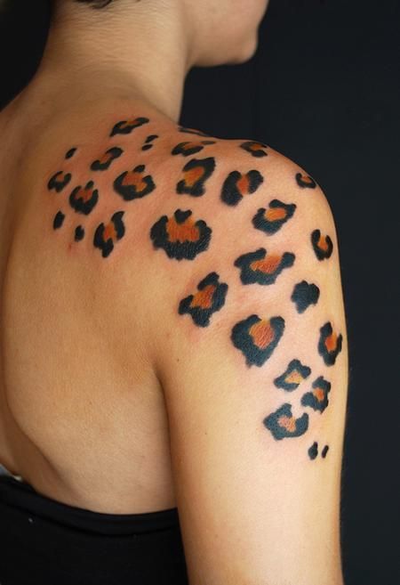 Cheetah Print Tattoo on Shoulder for women