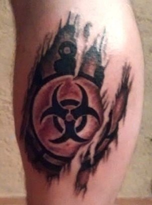 Biohazard Tattoo Mark on leg for Men