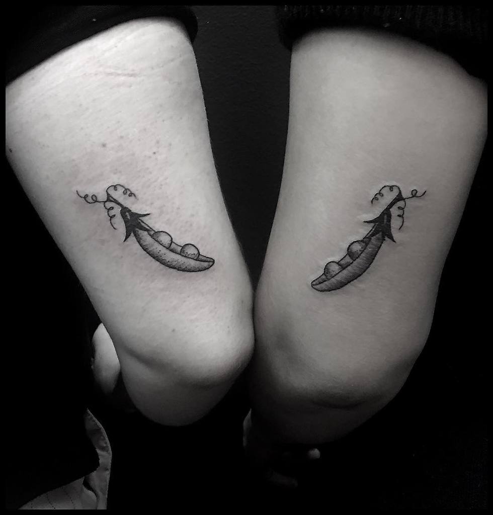 Black and White Peas Pod Tattoo