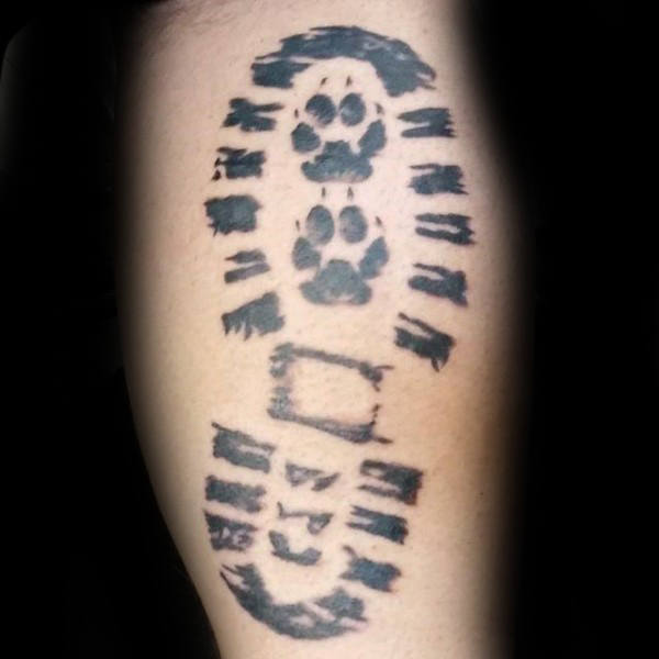 Human and Animal Foot Print Tattoo