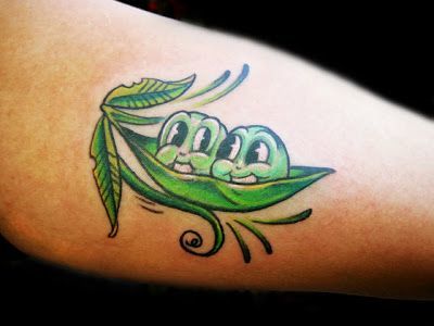 Small Peas Pod Tattoo on Hand