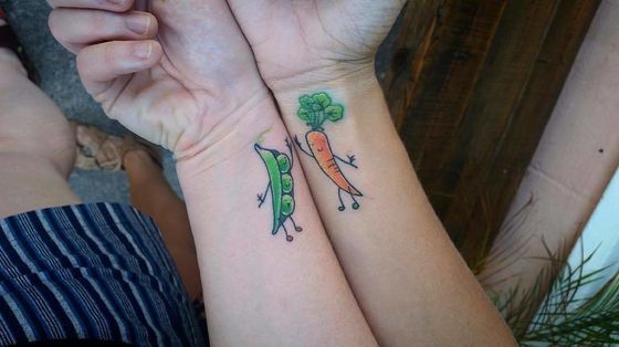 Peas Pod Tattoo on wrist