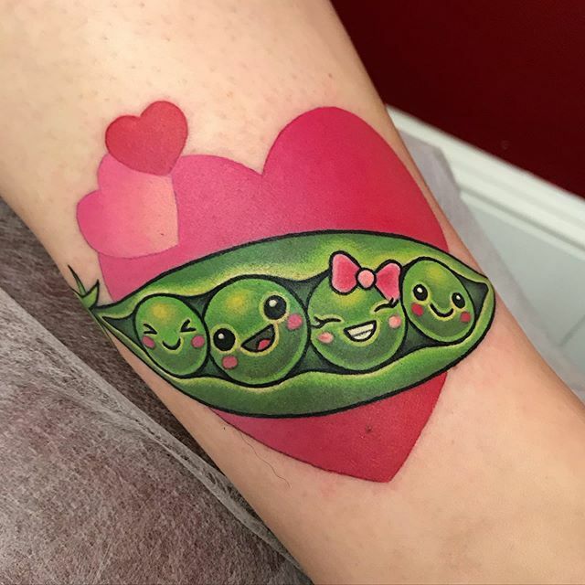 Watercolor Peas Pod  Tattoo for girls