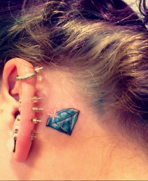 Small Blue Diamond Tattoo for women