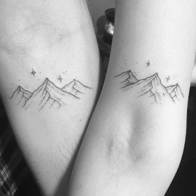 Simple Mountain Tattoo for couples