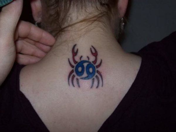 Crab Tattoo on Neck for Women