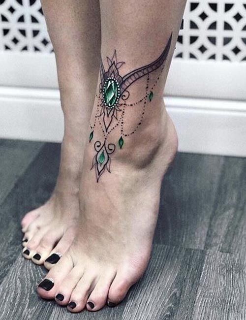 Gems  ankle Tattoo for women