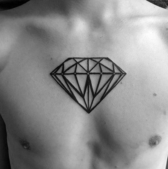Black Diamond Tattoo for men on chest
