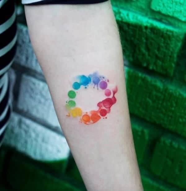 Color Circle Tattoo on forearm for Men