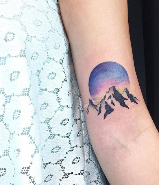 Colorful Mountain Tattoo