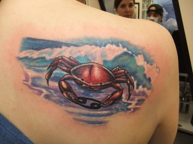 Crab Tattoo on Shoulder for Women