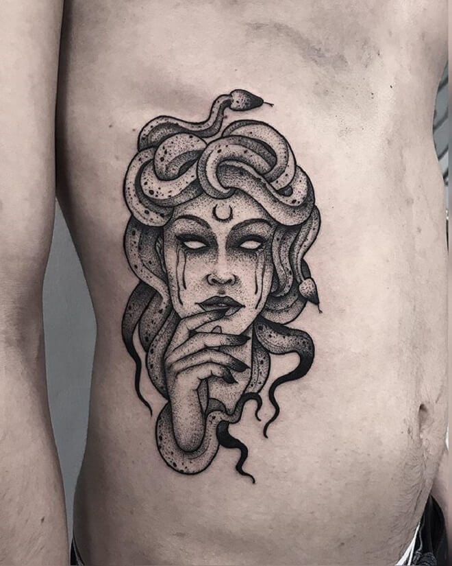 Medusa Tattoo on stomach for men