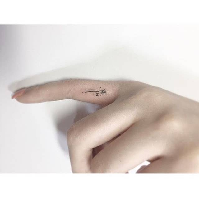 Shooting Star Tattoo for women on finger