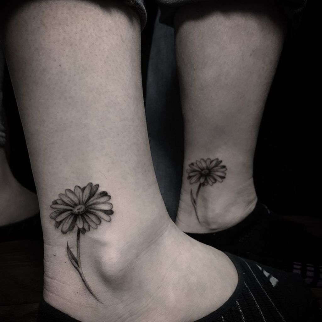 Ankle Daisy Tattoo for women