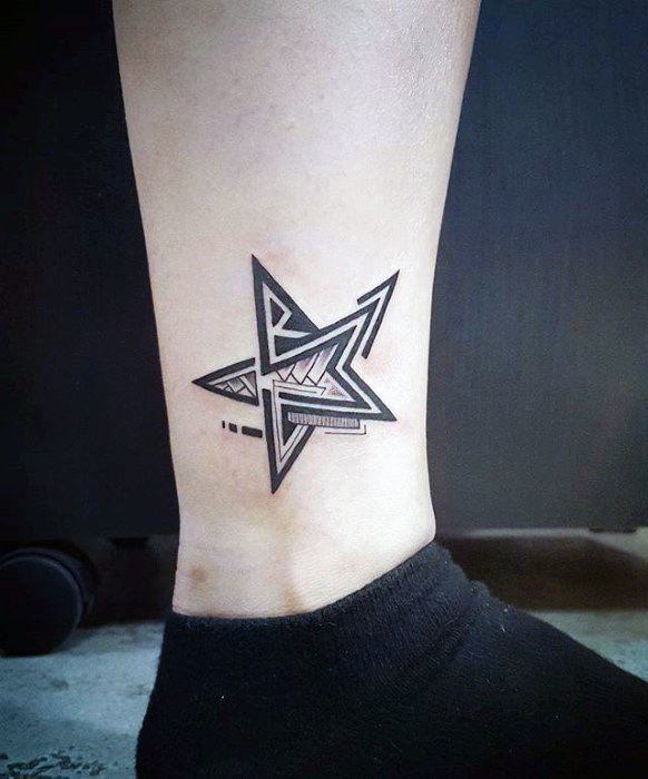 Classic Star Tattoo on leg for men