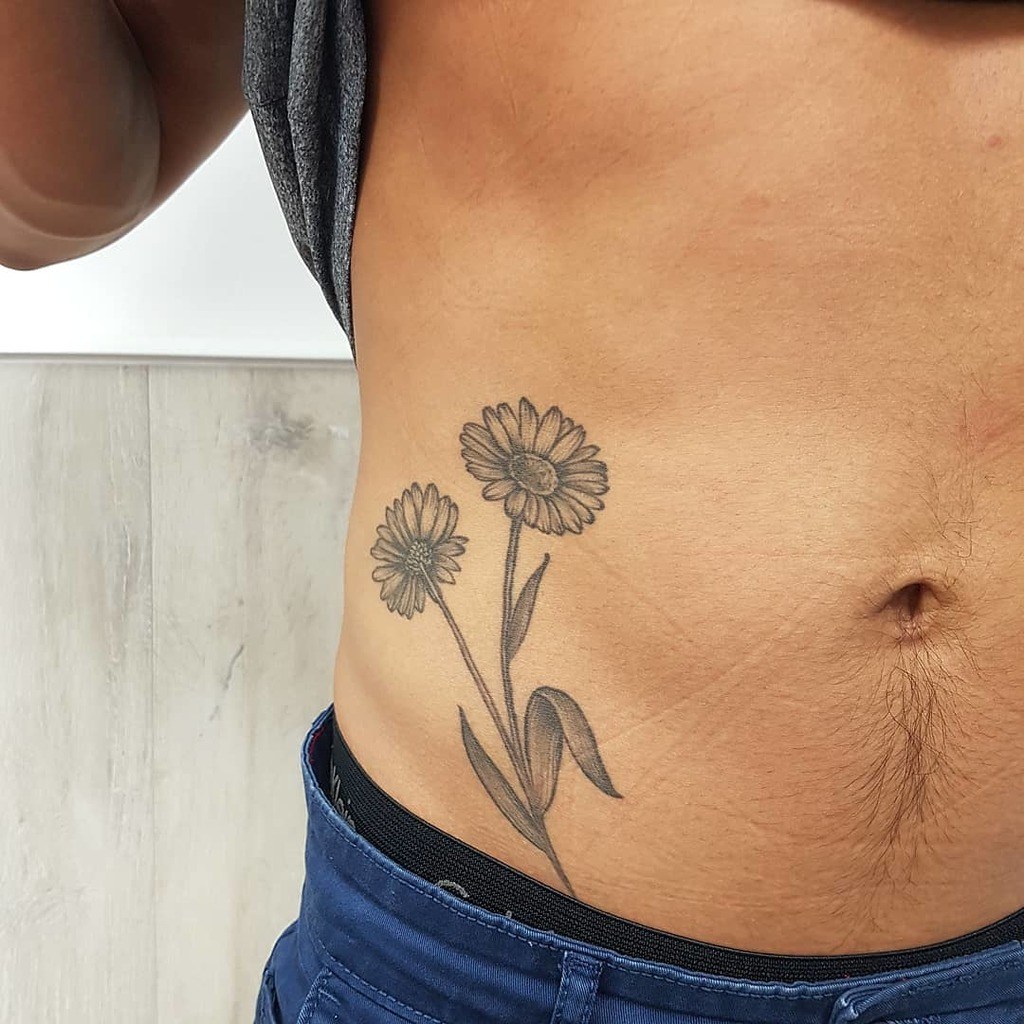 Daisy Tattoo for men on stomach