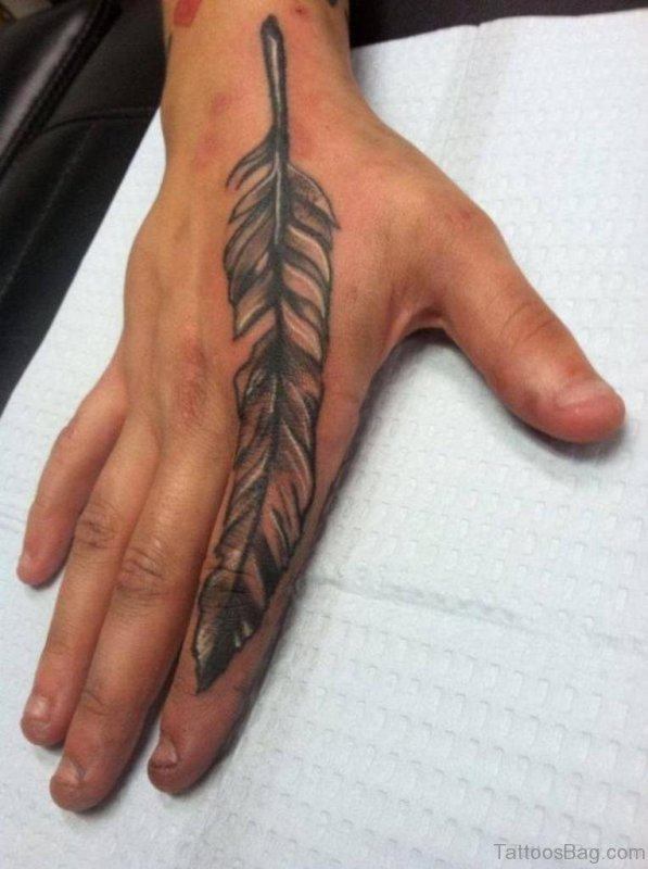 plane Feather Tattoo on finger for men