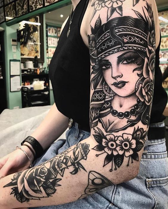 Black Gypsy Tattoo for women