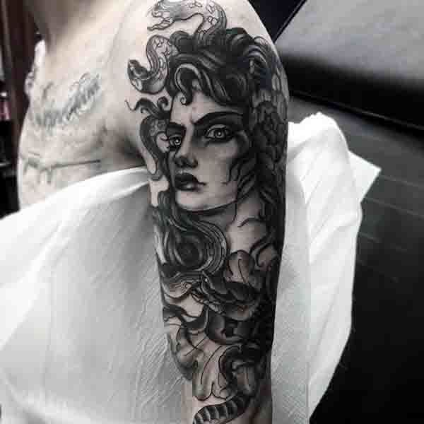 Beautiful Medusa Tattoo on shoulder