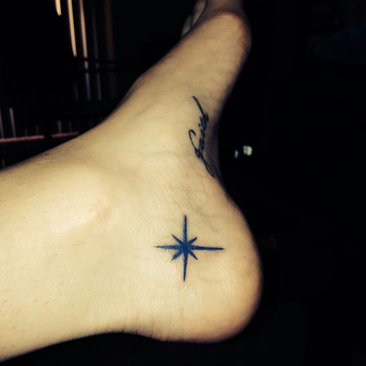 Nautical Star Tattoo on foot for men