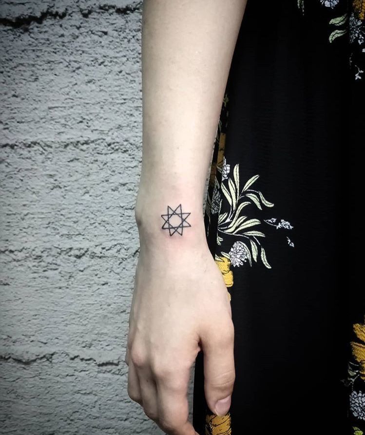 Octogram Star Tattoo on hand