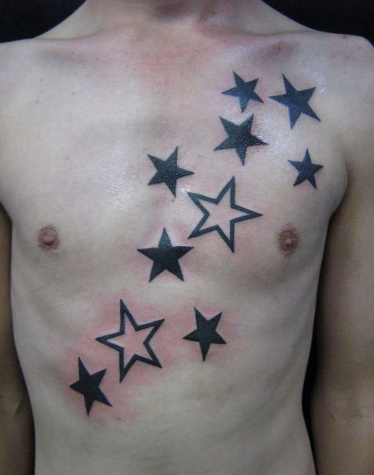 Simple Star Tattoo on chest for men