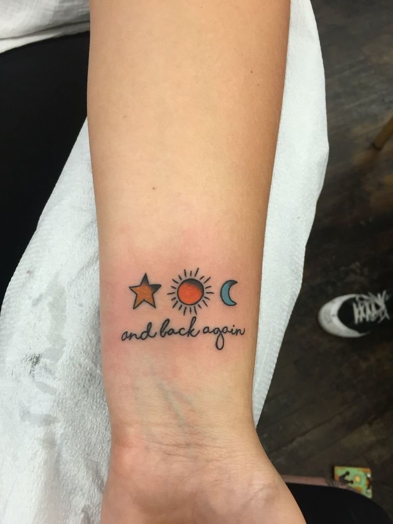 Beautiful Sun and moon with Star Tattoo for women