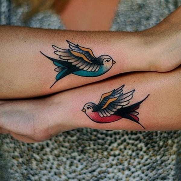 Simple Swallow Tattoo on hand