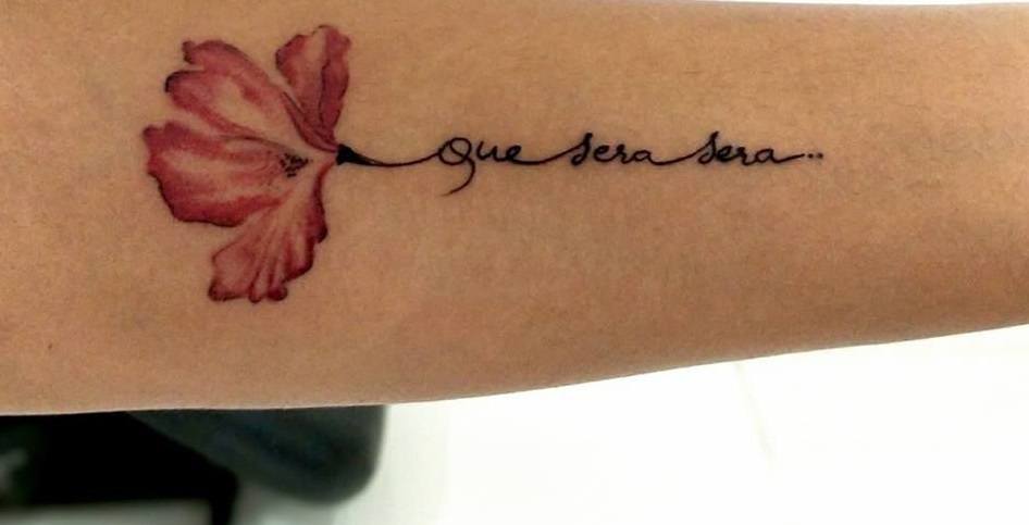 Bold Que sera sera tattoo for women 