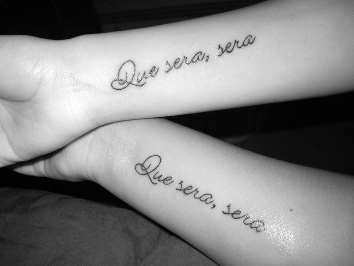 Simple Que sera sera tattoo for couple 