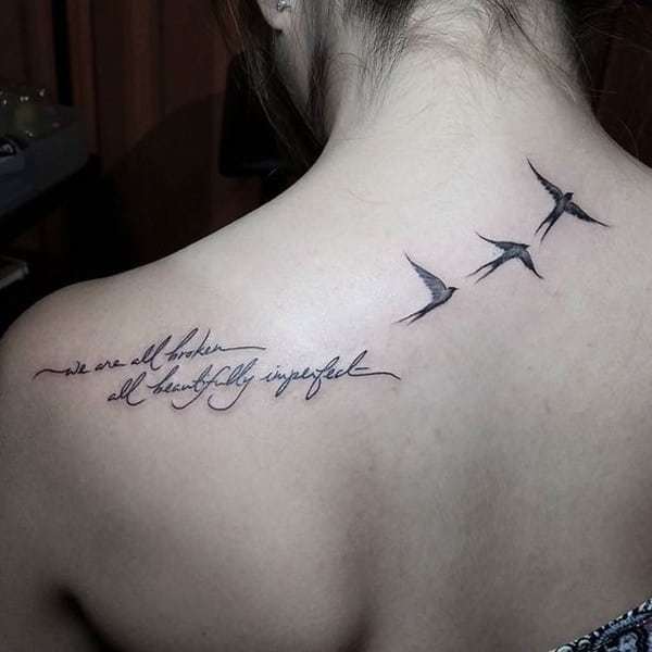 Beautiful Swallow Tattoo for women on neck