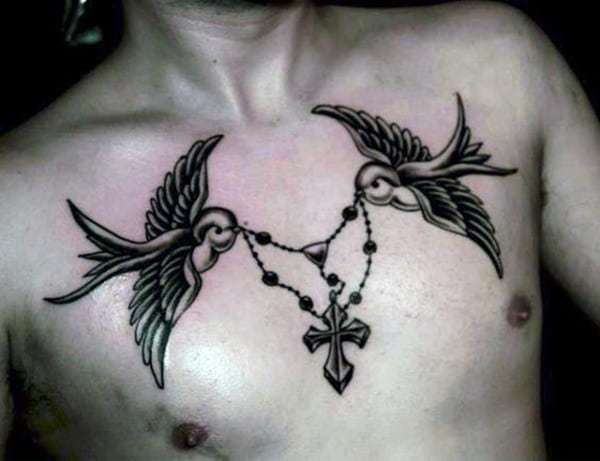 Swallow Tattoo on chest for men