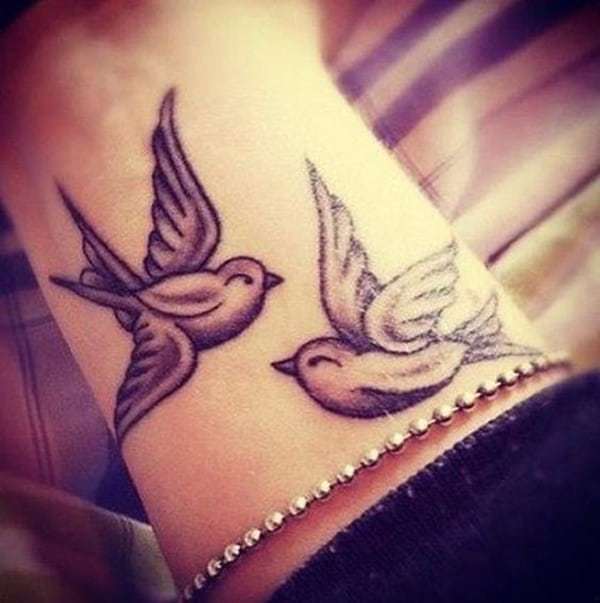 Two Swallow Tattoo on wrist 