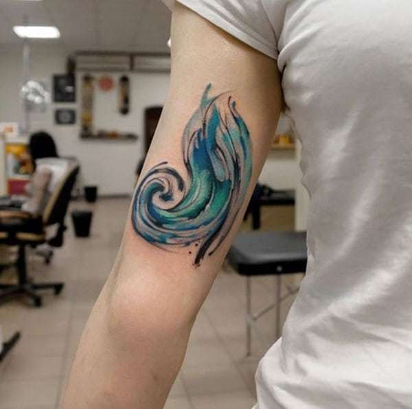Swirling Wave Tattoo on forearm for men