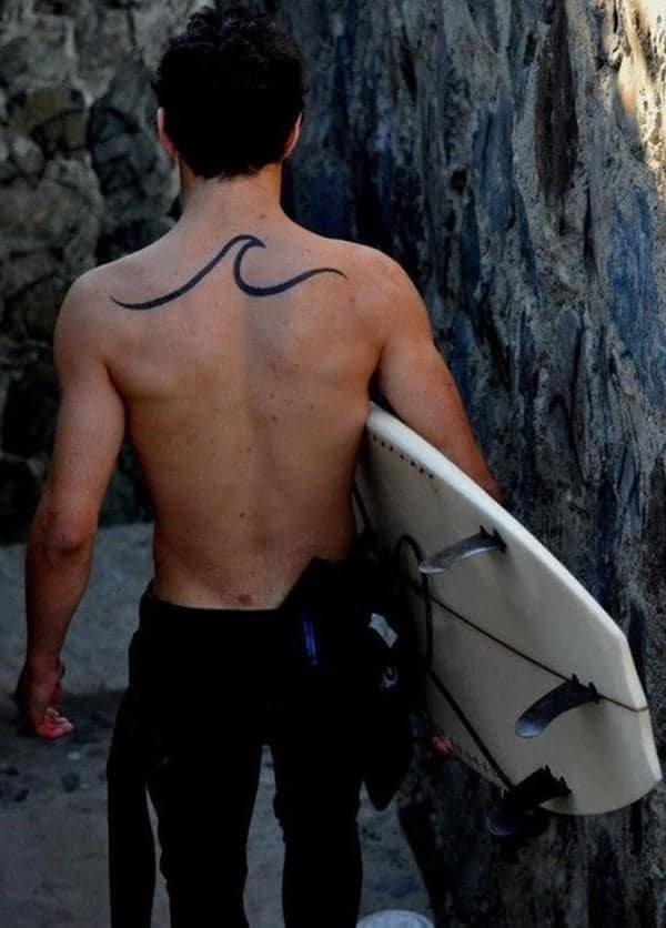 Bold Wave Tattoo for men On Back