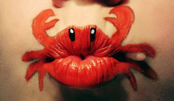 Beautiful Red Crab on lips for women