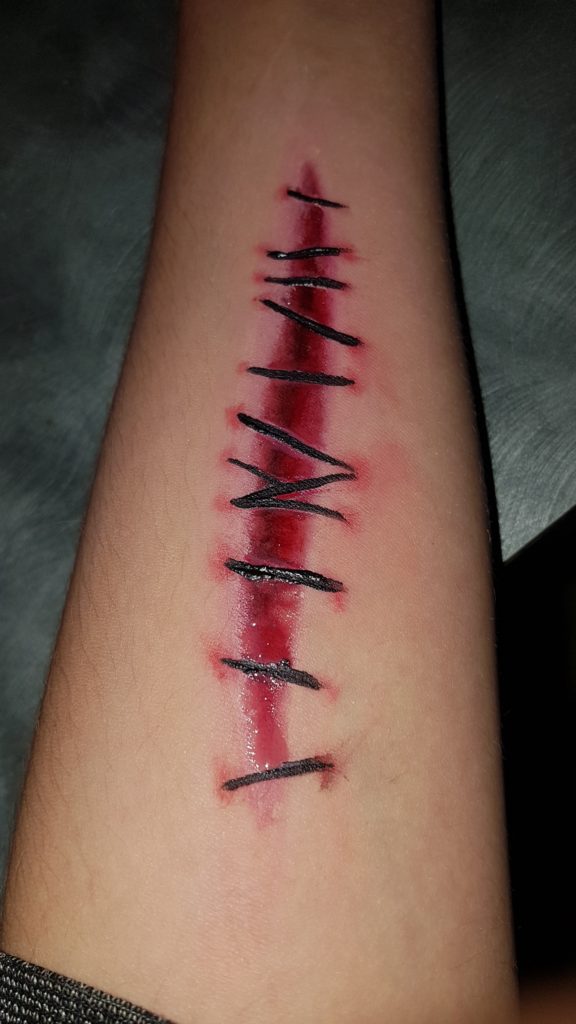 Fake stitches Blood Tattoo for men