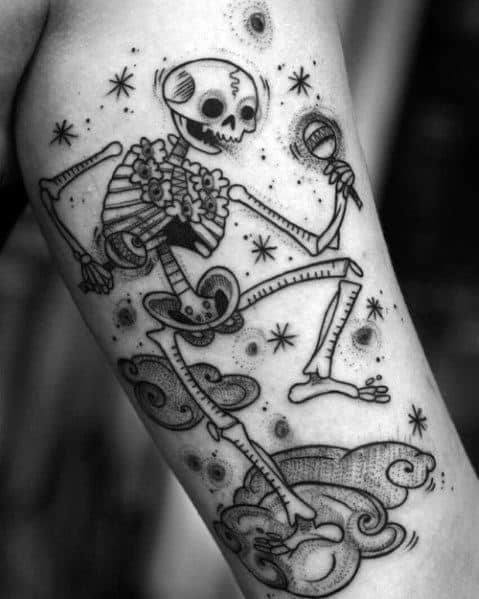 Dancing Skeleton tattoo on hand for men