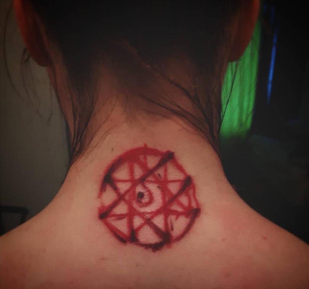 Blood Tattoo for women on neck