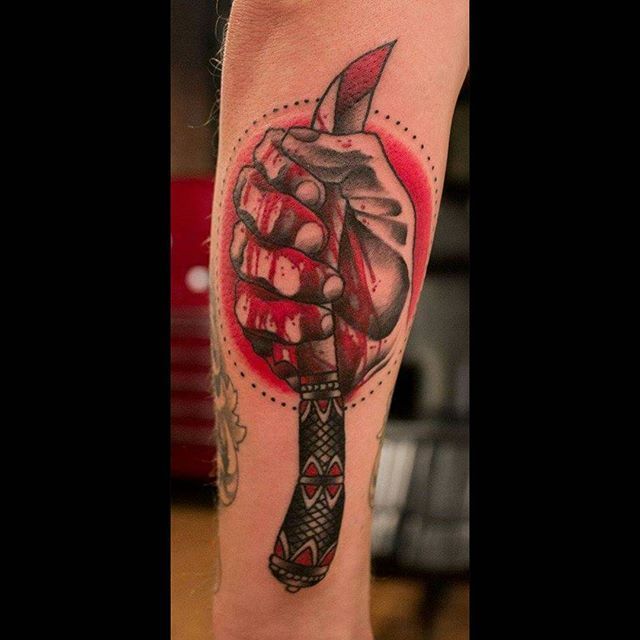 Blood Tattoo on forearm for men