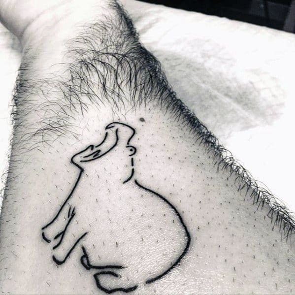 Outline of Hippo Tattoo on forearm for men 