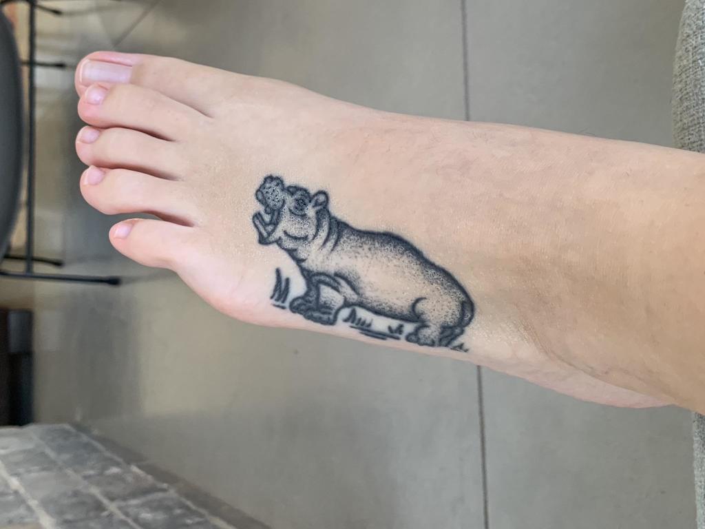 Small Hippo Tattoo for women 
