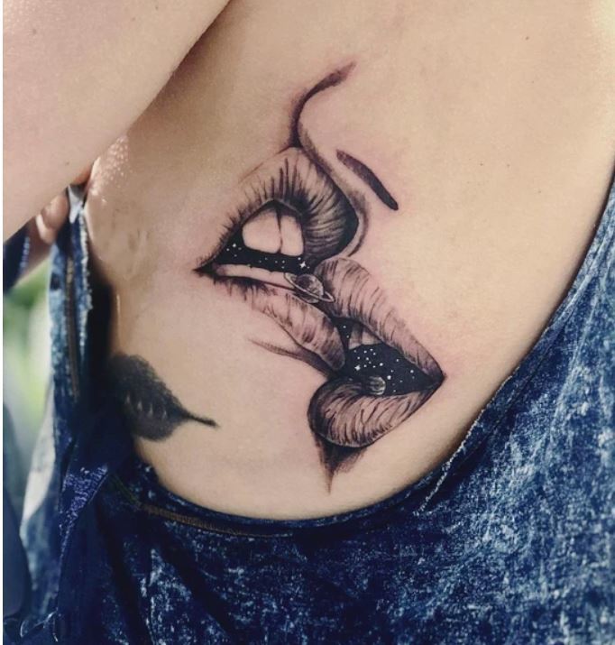 Bold Lip Tattoo on body for women