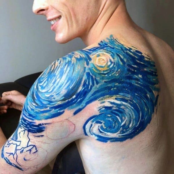 Van Gogh Painting Tattoo for men on shoulder