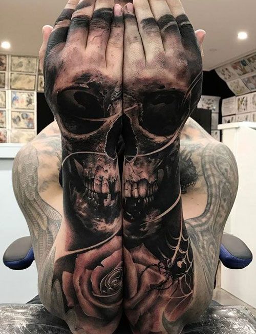 Amazing Skeleton Tattoo on hand for men