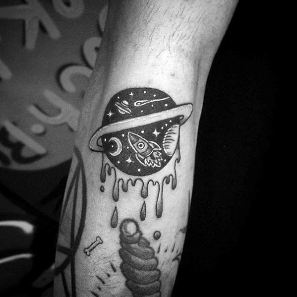 Light Bulb Tattoo with solar system 