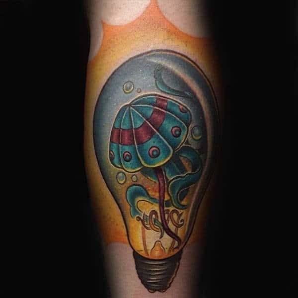 Jelly fish with Light Bulb Tattoo 