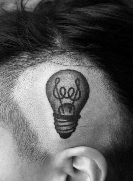 Light Bulb Tattoo on head for Men